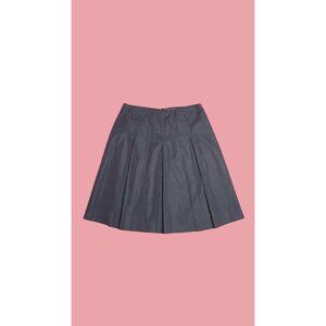 1990s-Y2K ANNA SUI Black Kick Pleat. Pleated Skirt with Faux Button Pockets and